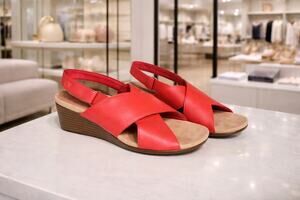 Vionic McKenna Sandals 11 Red Metallic Slingback Comfort Wedge Strap Travel Chic